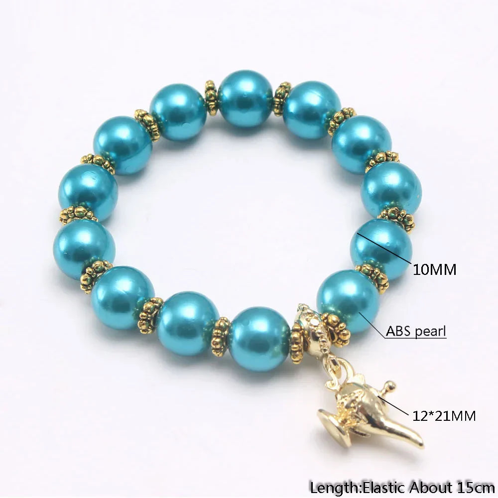 Alloy Aladdin magic lamp pearl girls Beaded bracelet