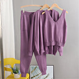 GIGOGOU Spring Autumn 3 Piece Women Cardigan Tracksuits