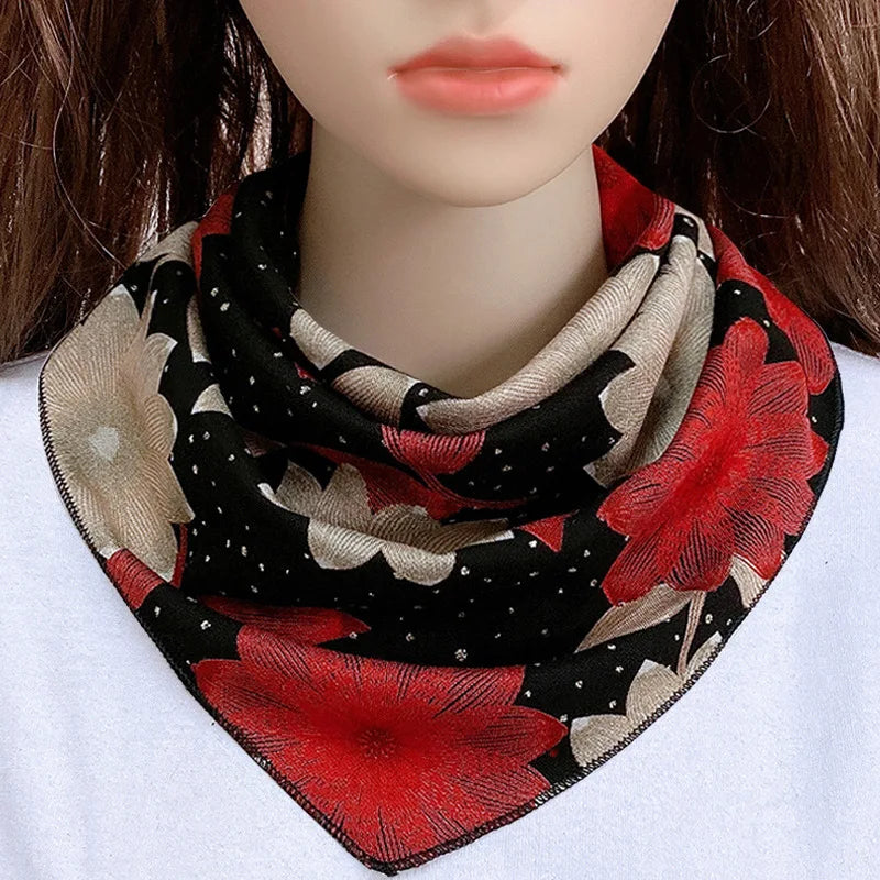 Korean Floral Print Button Bib Protect Cervical Spine