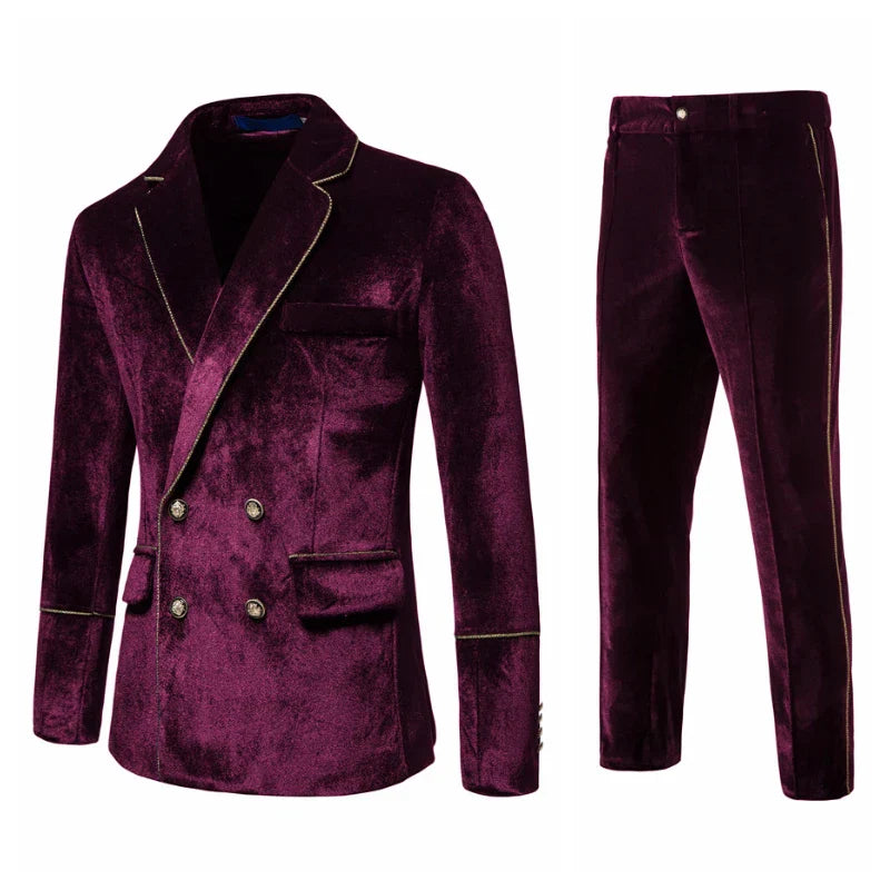 Men's High-end Velvet Suits Dress Jacket Party Costumes