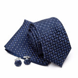 Mens Jacquard Tie Cravat Cufflinks Set Luxury Necktie