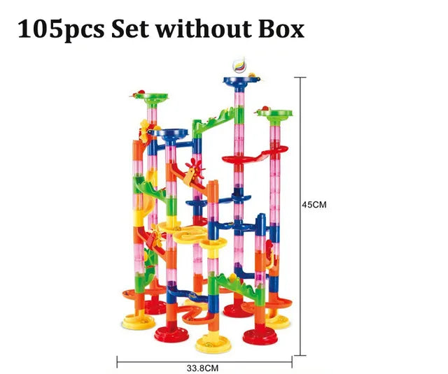 DIY Construction Marble Run Race Track Building Blocks