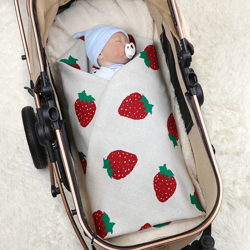 Newborn Baby Blanket Knitted Infant Girl Cradle Plaid