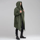 Men's Hooded Cardigan Trench Coat Streetwear Solid Color