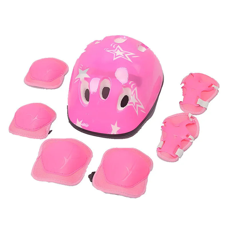 7Pcs/set Kids Boy Girl Safety Helmet Knee Elbow