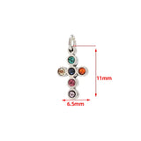 5pcs Stainless Steel Mini Cross Charms Cubic Zirconia