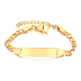 Personalize Baby Name Bracelet Figaro Chain Smooth Bangle
