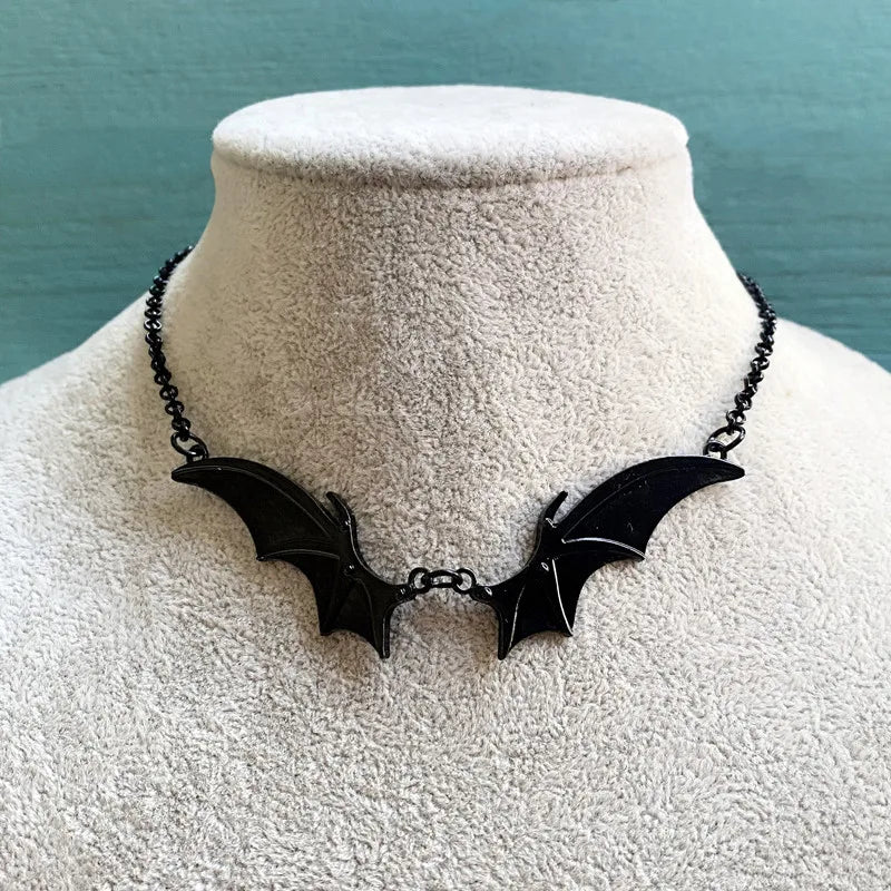 Goth Vampire Vintage Bat Wings Pendant Choker Necklace
