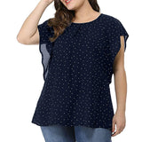Womens Summer Plus Size Blouses Ruffle Sleeve Shirt