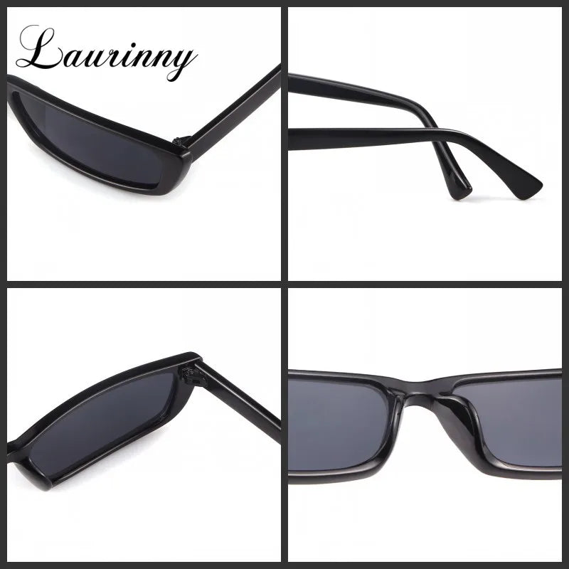 Vintage Narrow Rectangle Small Women Sunglasses Ocean Lens
