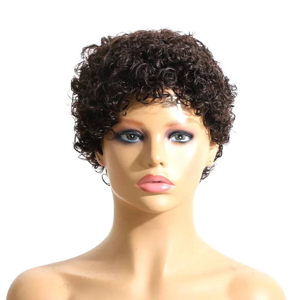 100% Human Hair Short Jerry Curly Wig Afro