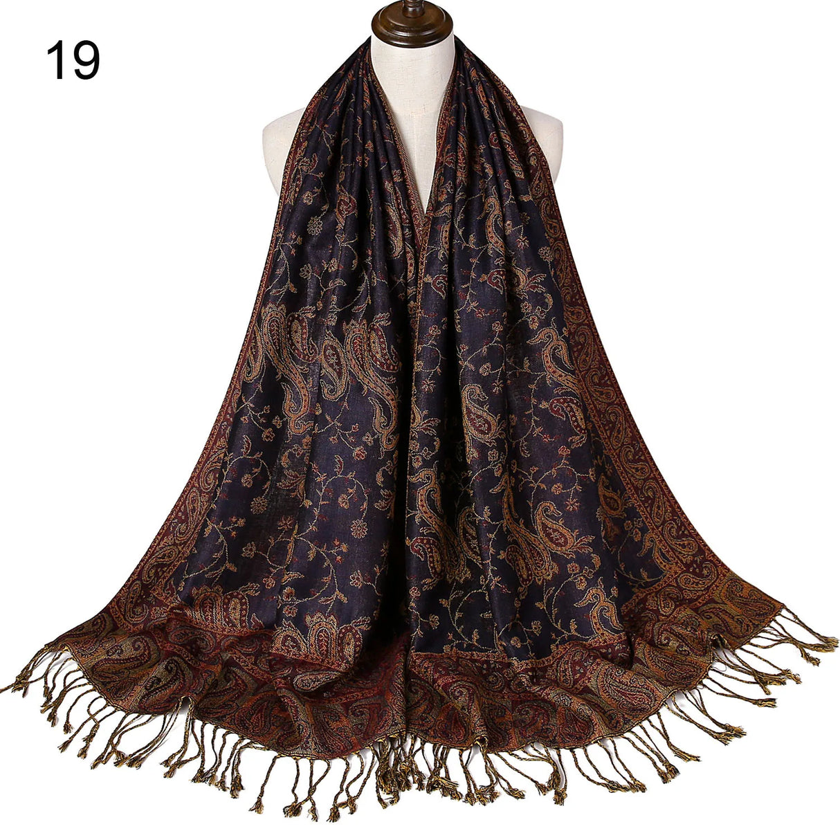 Pashmina Silk Scarf Shawl Wrap Paisley Jacquard Flowers