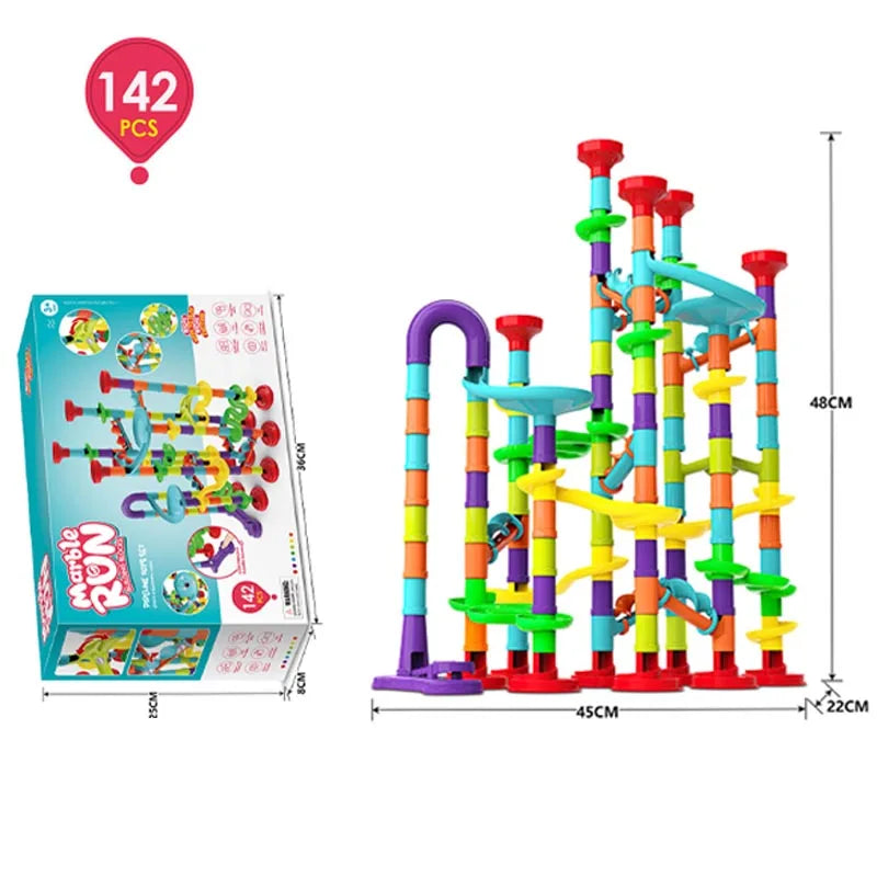 DIY Construction Marble Run Race Track Building Blocks
