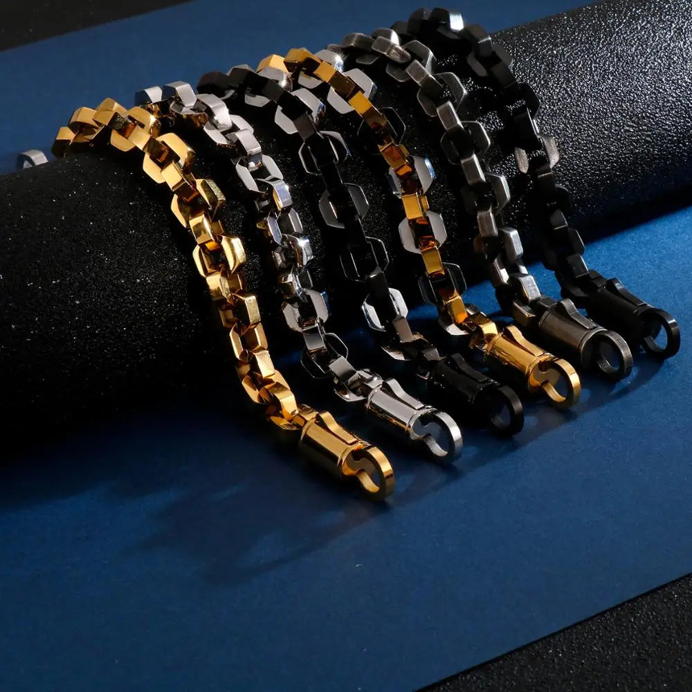 10MM Black S Gold Color Stainless Steel Checkered