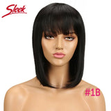 Sleek Short Bob Wigs With Bang Brazilian Straight