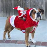 Fun Pet Dog Christmas clothes Santa Claus riding