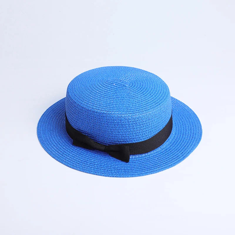 2019 Parent-child wholesale sun flat straw hat boater