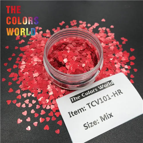 TCT-065 Heart Shape Mix Size Nail Glitter Corazón Nail Art Decoration Nail DIY Decoration Valentine's Day Decoration  Body Art