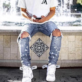 Jeans For Men 2022 Gradient Color Ripped White