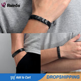 Rainso Men’s Bracelet Homme With Magnet Stainless Steel Bracelet Viking 4in1 Bio Energy Health Jewelry