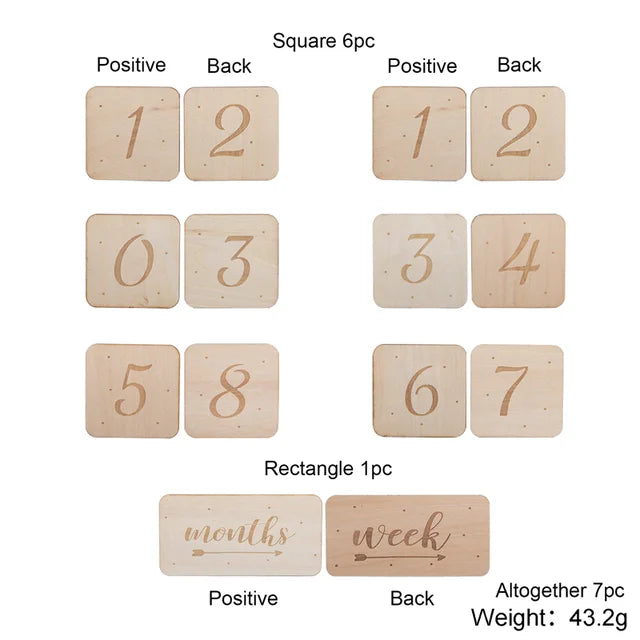 20pcs Baby Milestone Cards - Wooden Photo Accessories