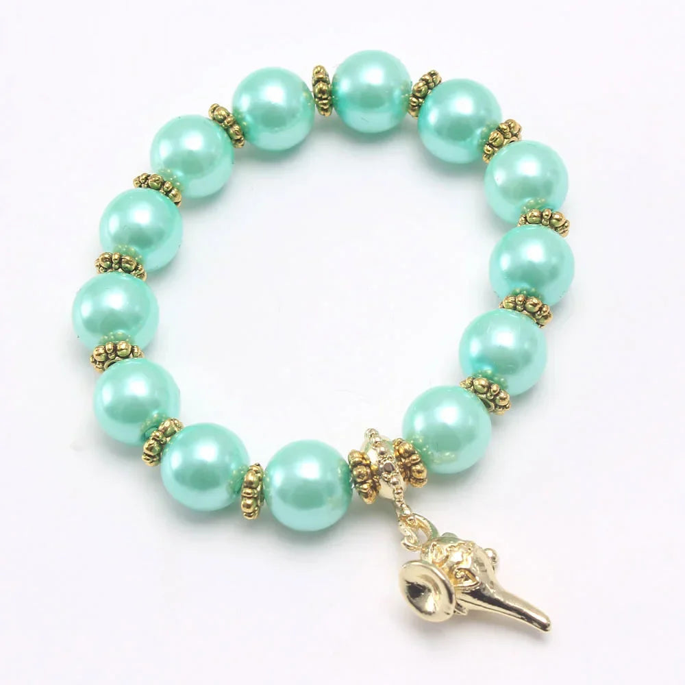 Alloy Aladdin magic lamp pearl girls Beaded bracelet