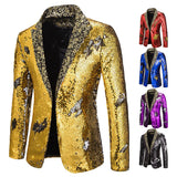 Men Blazer Shiny Sequin Shawl Collar suit Men