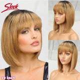 Sleek Short Bob Wigs With Bang Brazilian Straight