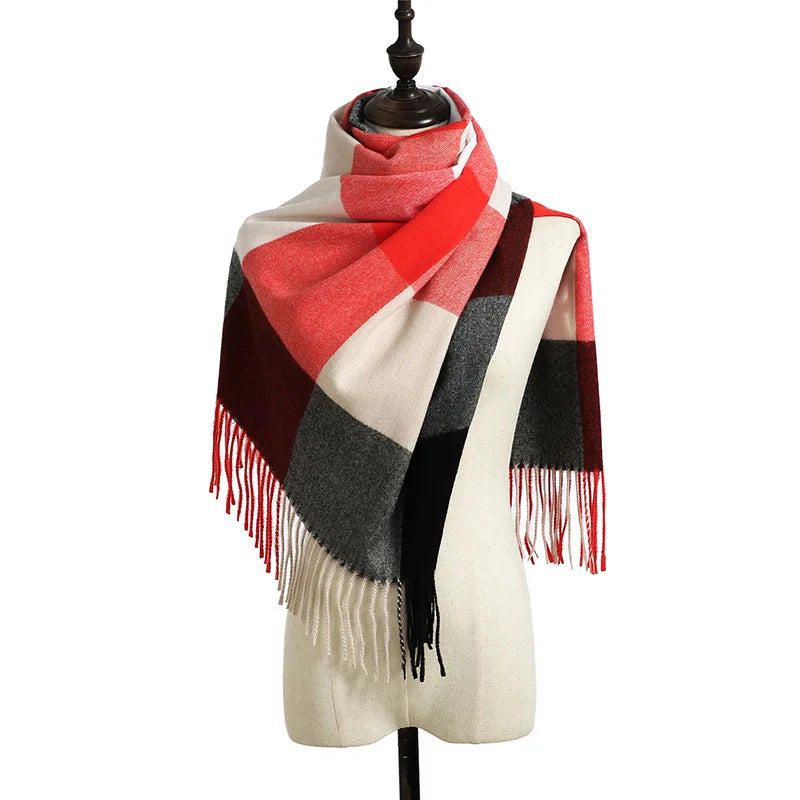 2023 Luxury Brand cashmere women plaid scarf winter