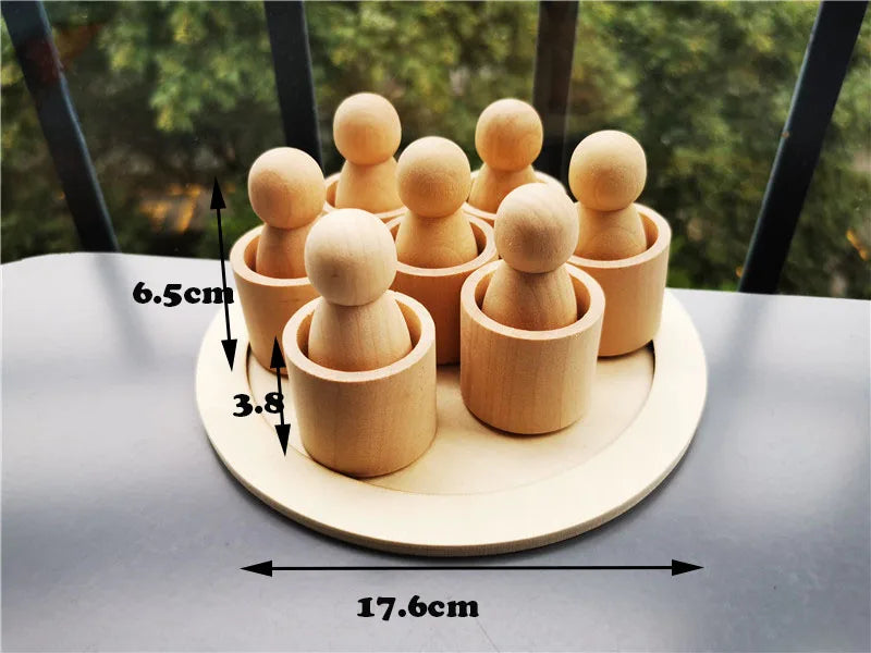 Montessori Wooden Toys Elemental Rainbow Stacking Blocks /Unpaint