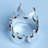 Creative Silver Color Flame Opening Adjustable Womens Ring