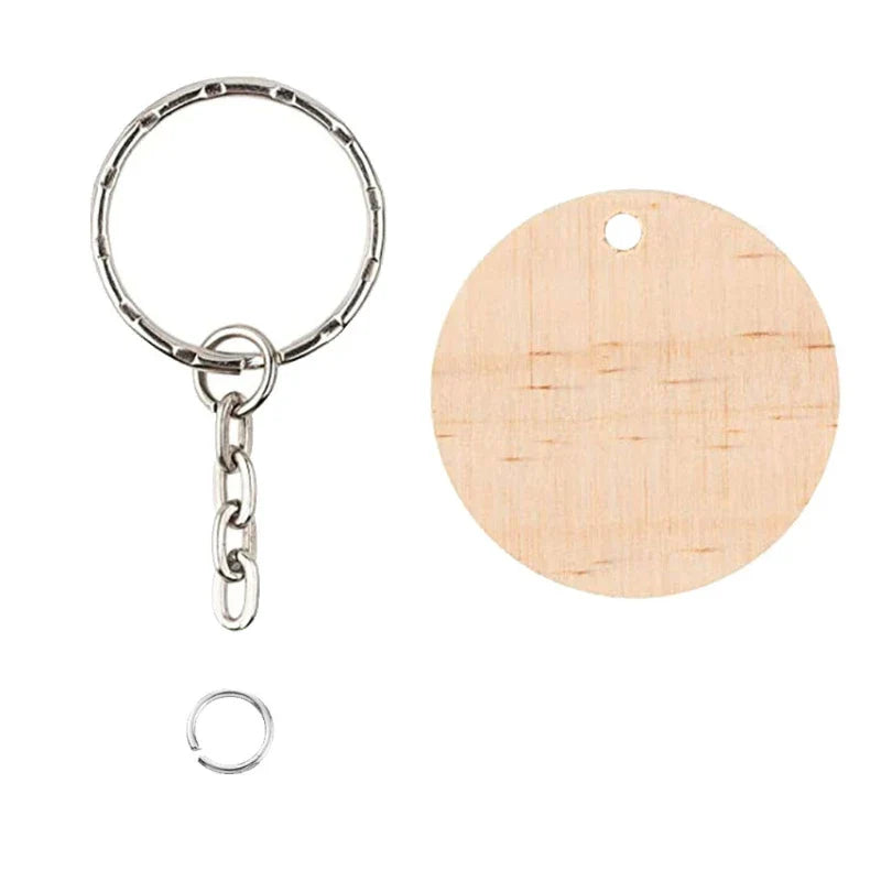 Wood Charms Key Chain Keyrings Blank For DIY