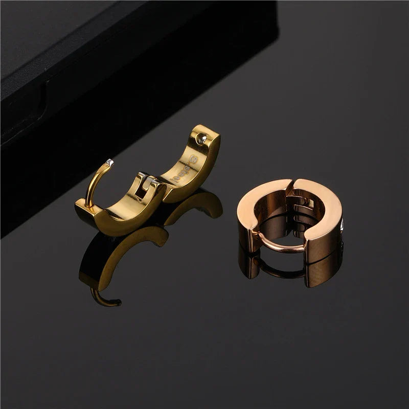 New Trendy Round Hoop Earrings Simple Zircon Stainless