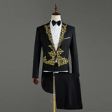 (Jacket+Pants) 2 Piece Wedding Suit White Embroidery Tailcoat