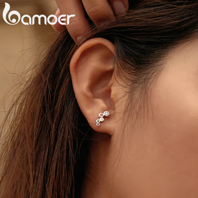 bamoer Shiny Bubble Long Stud Earrings for Women