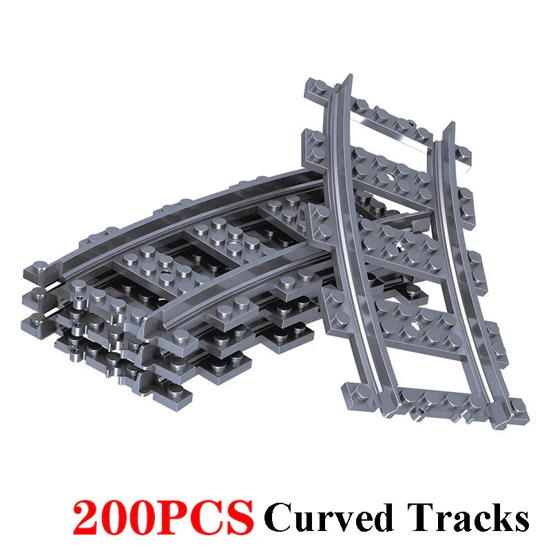 200PCS DIY City Train Rail Straight & Curved