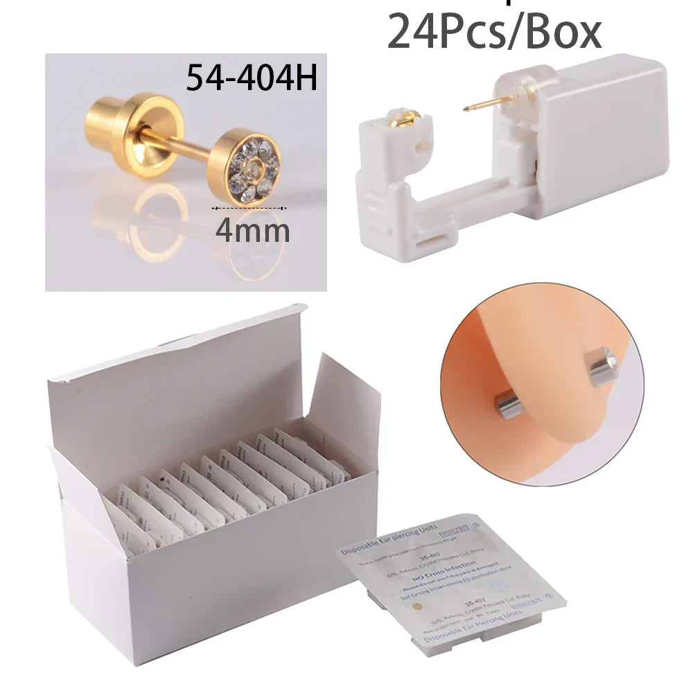 24pcs/Box NO PAIN Piercer Tool Machine Kit Stud