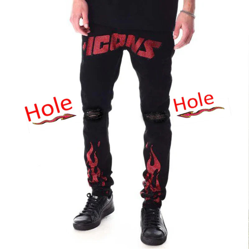 New Man Stretchy Jeans Black Skinny Hot Drill