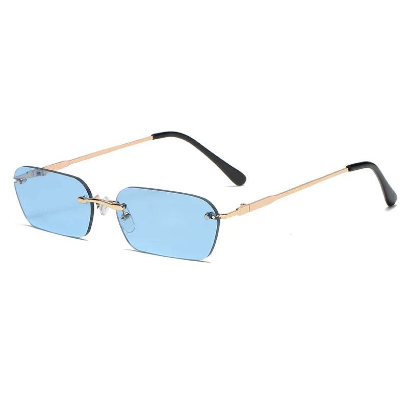 Small Rectangle Rimless Sunglasses Women Square Vintage Sun