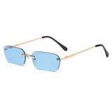 Small Rectangle Rimless Sunglasses Women Square Vintage Sun