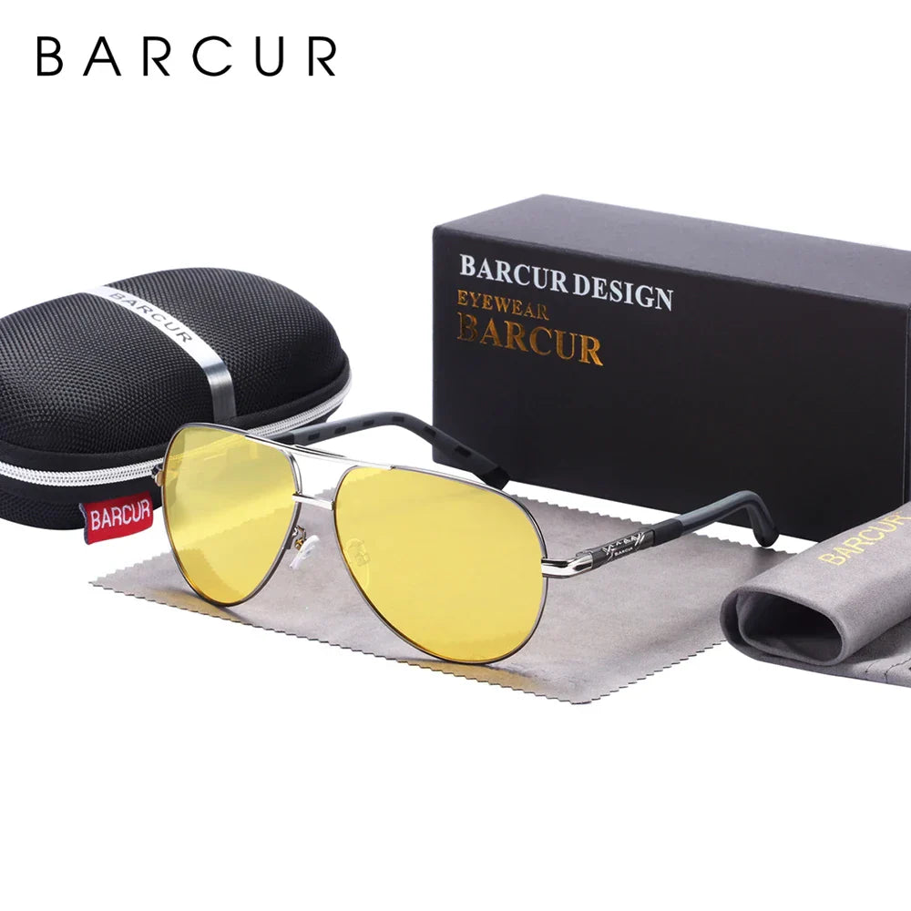 BARCUR Aluminum Vintage Men's Sunglasses Men Polarized Coating