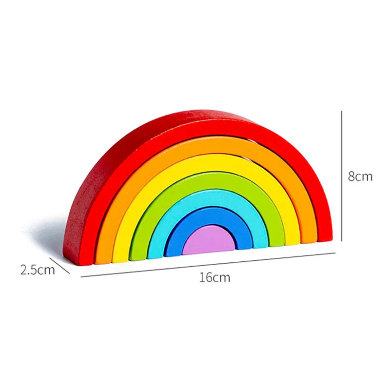 Kids Wooden Toy Montessori Rainbow Building Blocks DIY