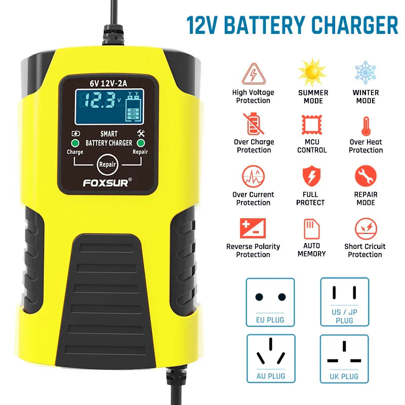 FOXSUR Intelligent Automotive Battery Charger 6V 12V Car