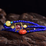 Natural Lapis Lazuli Bracelet With Turquoise Beeswax Strawberry