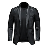 2023 New Suit Oversized Leather Jacket Business Fashion