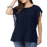 Womens Summer Plus Size Blouses Ruffle Sleeve Shirt