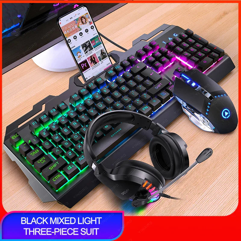 V2 Gaming Keyboard Mouse Headset Set Mechanical Feel