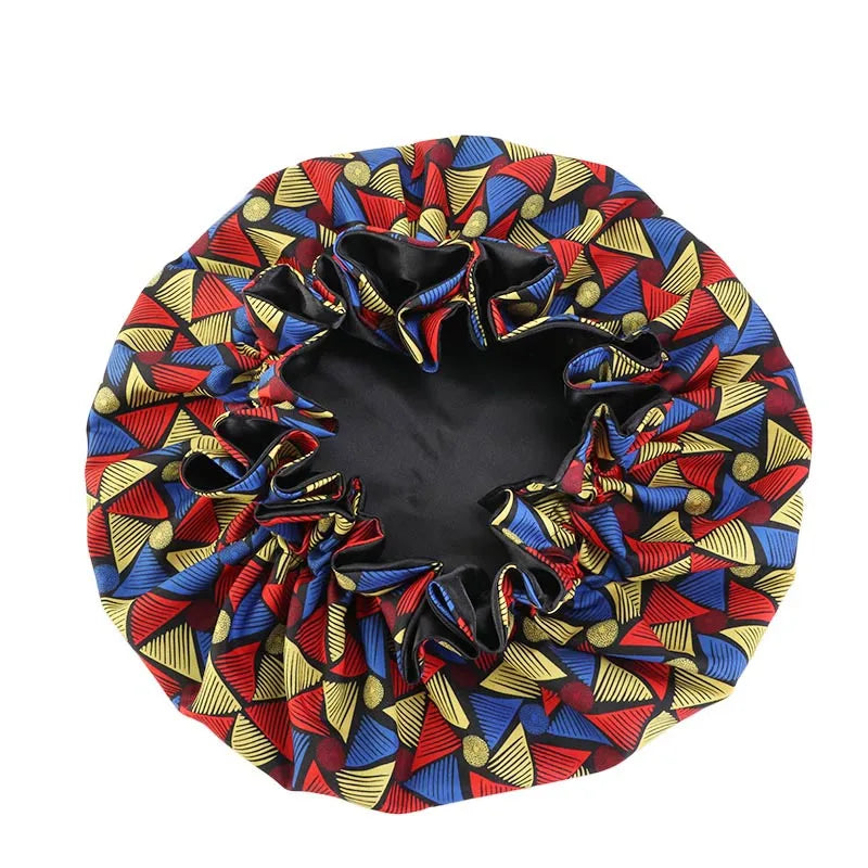 Women's Satin African Pattern Sleeping Hat Elastic Band