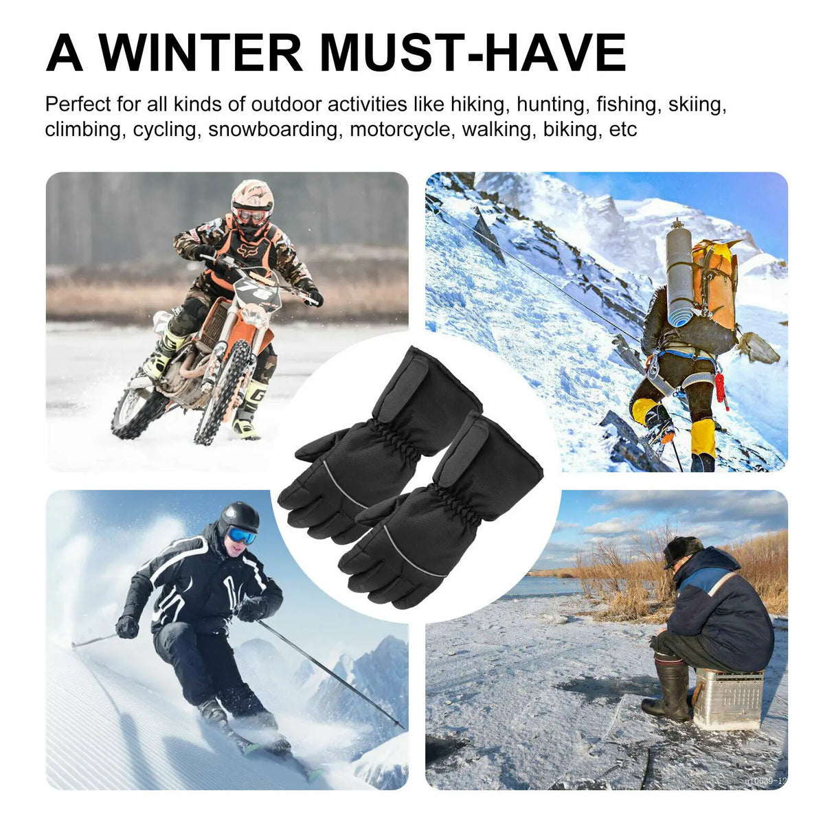 2x Electric Heated Touchscreen Winter Motorcycle Gloves