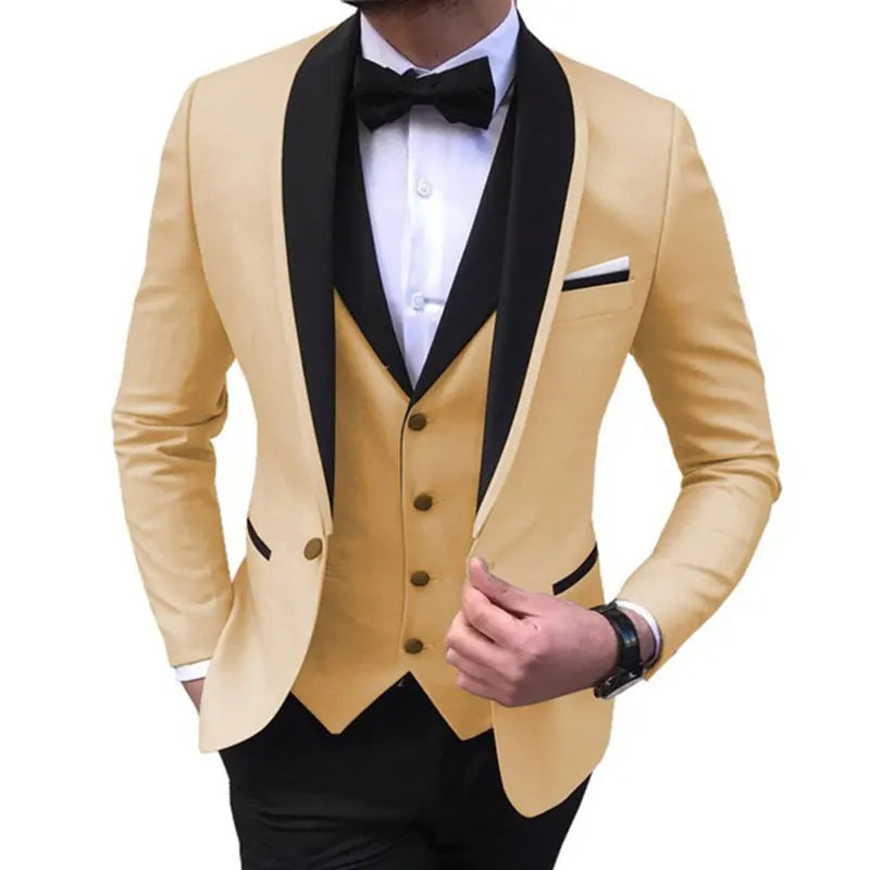 Party Dresses Jacket+Pants+Vest Fashion Suits For Men Slim